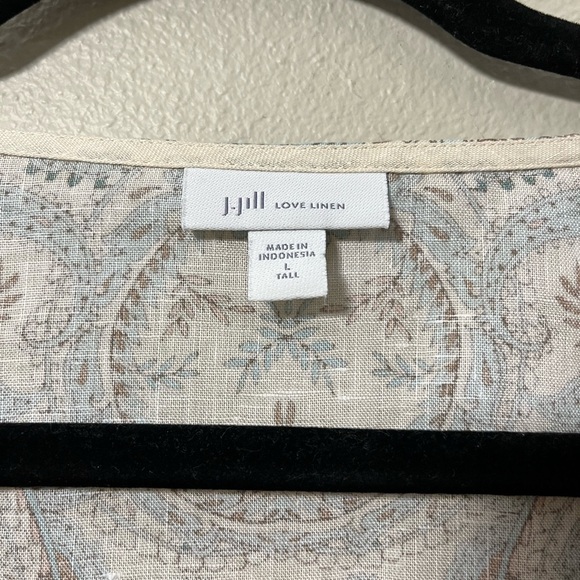 J.Jill Linen Ornate Paisley Tunic Top V Neck Paisley 3/4 Sleeves Size L tall - Picture 10 of 11